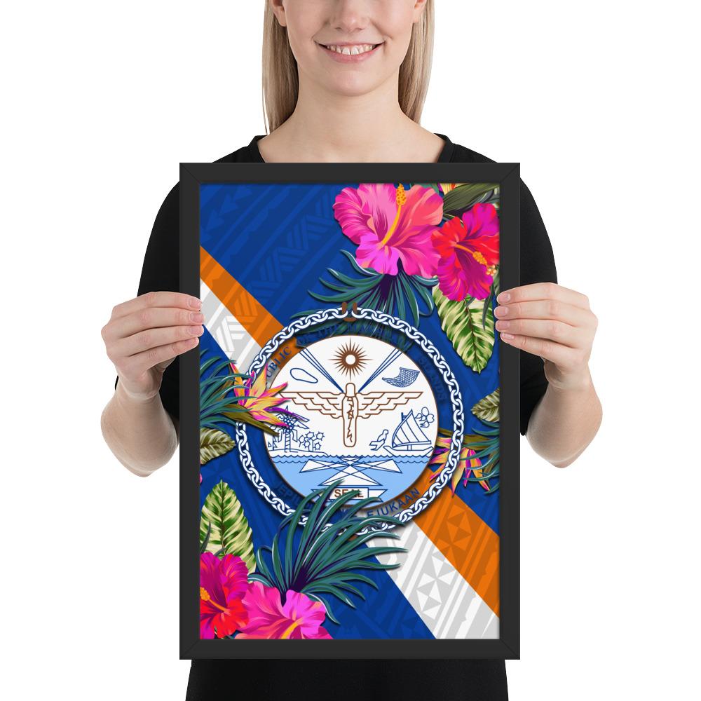 Marshall Islands Framed Poster Hibiscus Flower 12"×18" - Polynesian Pride