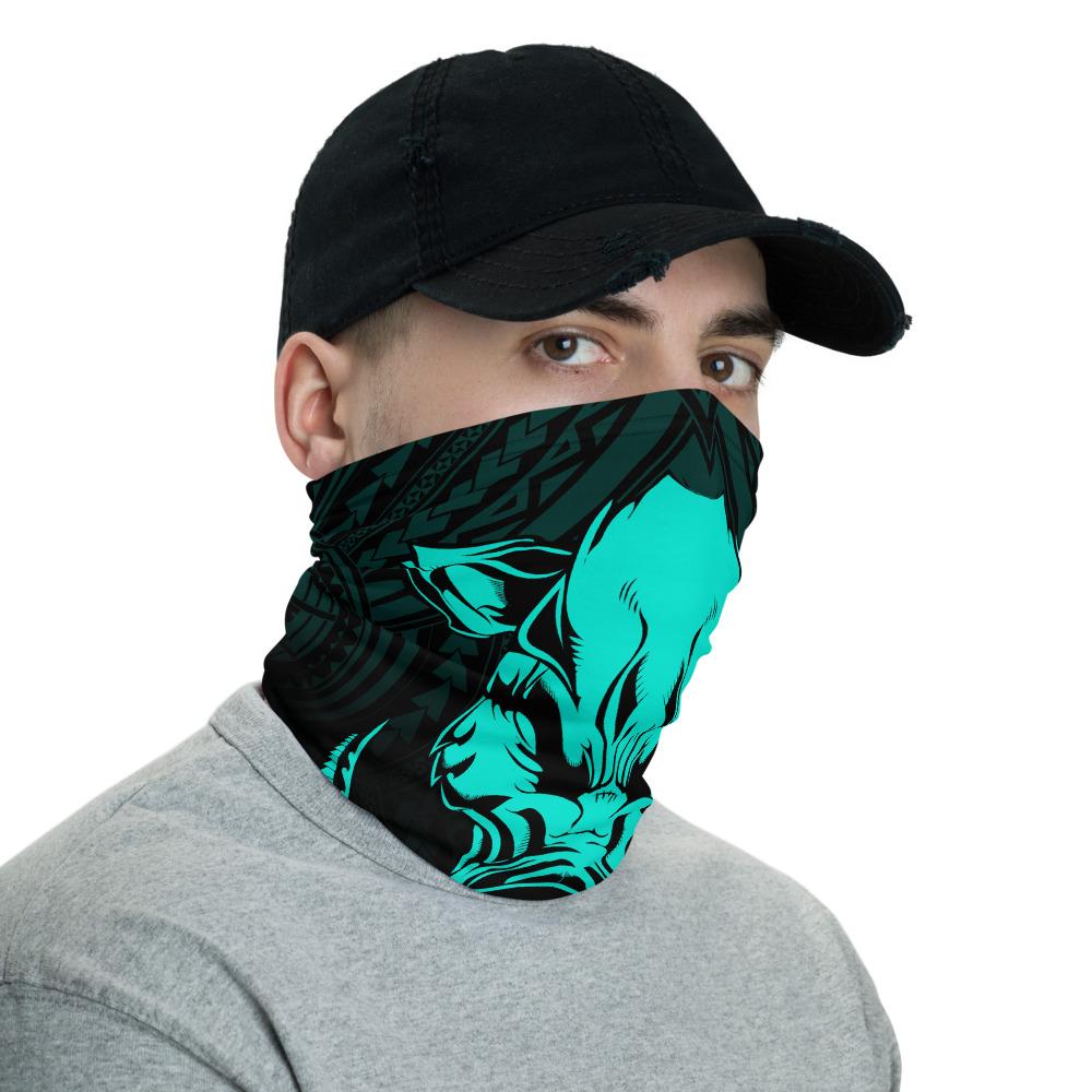 Hawaiian Bandana Wild Boar Kamapua'a Polynesian Neck Gaiter - Turquoise - Polynesian Pride