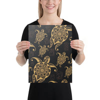 Turtle Pattern Golden Canvas 12x16 Canvas Gold - Polynesian Pride