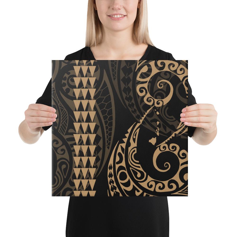 Hawaiian Map Polynesian Canvas Gold 16x16 Canvas Gold - Polynesian Pride