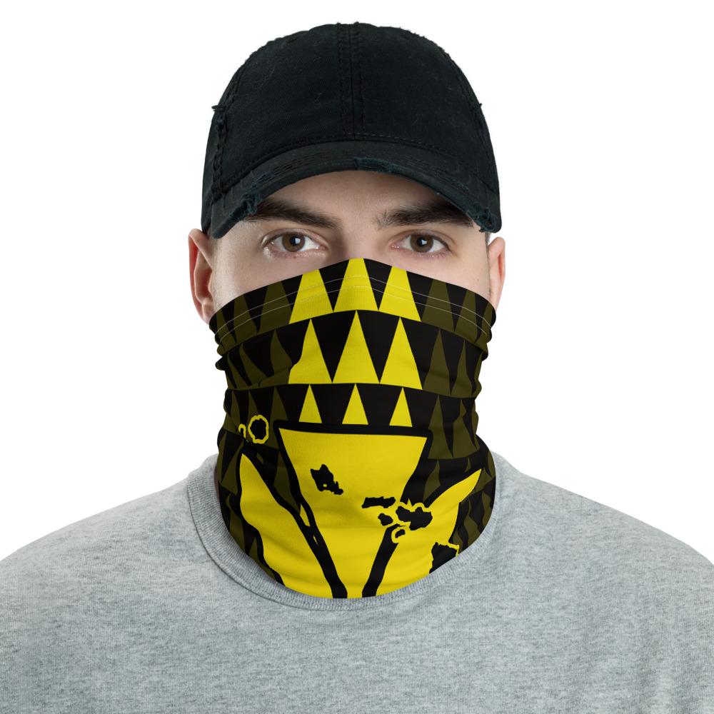 Hawaii Kanaka Map Kakau Neck Gaiter - Yellow One Size Yellow - Polynesian Pride