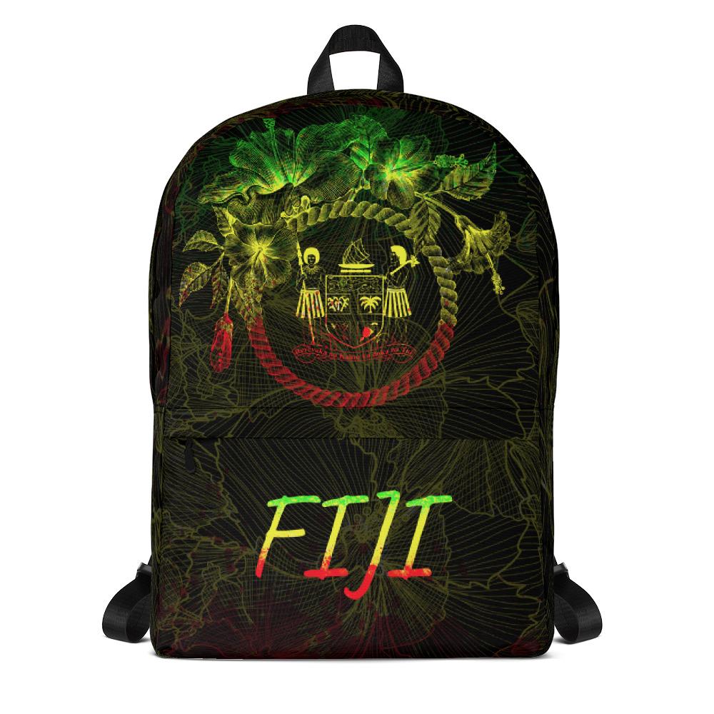 Fiji Polynesian Backpack - Hibiscus Flower Frame Vintage Reggae Reggae - Polynesian Pride