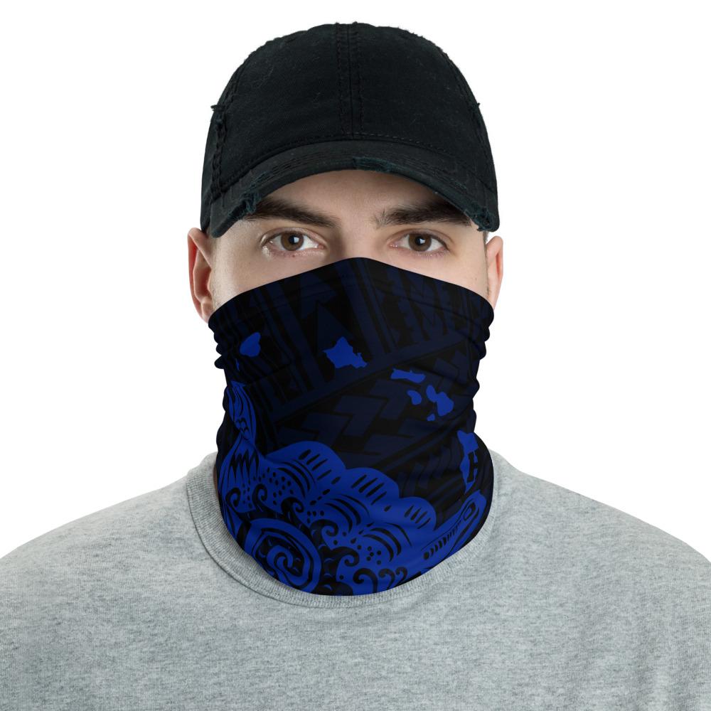 Hawaiian Bandana Polynesian Shaka Map Neck Gaiter - Blue One Size Blue - Polynesian Pride