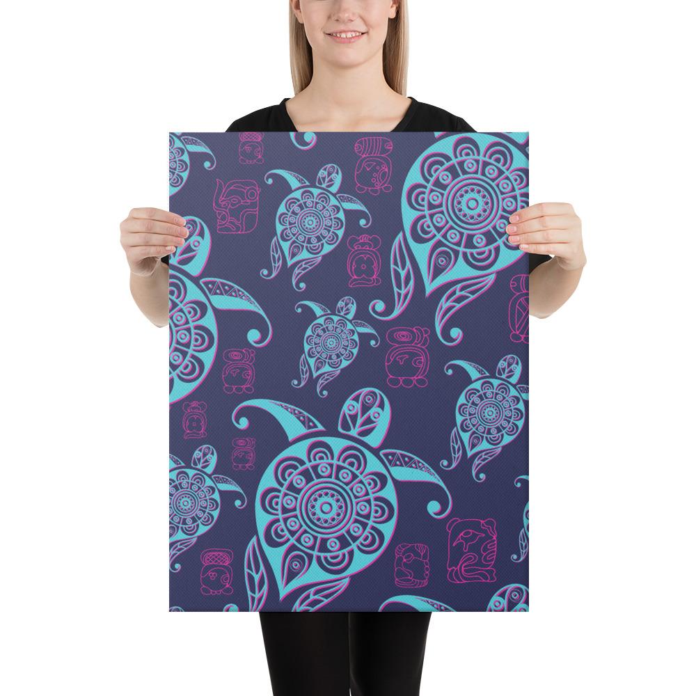 Turtle Neon Canvas 18x24 Canvas White - Polynesian Pride