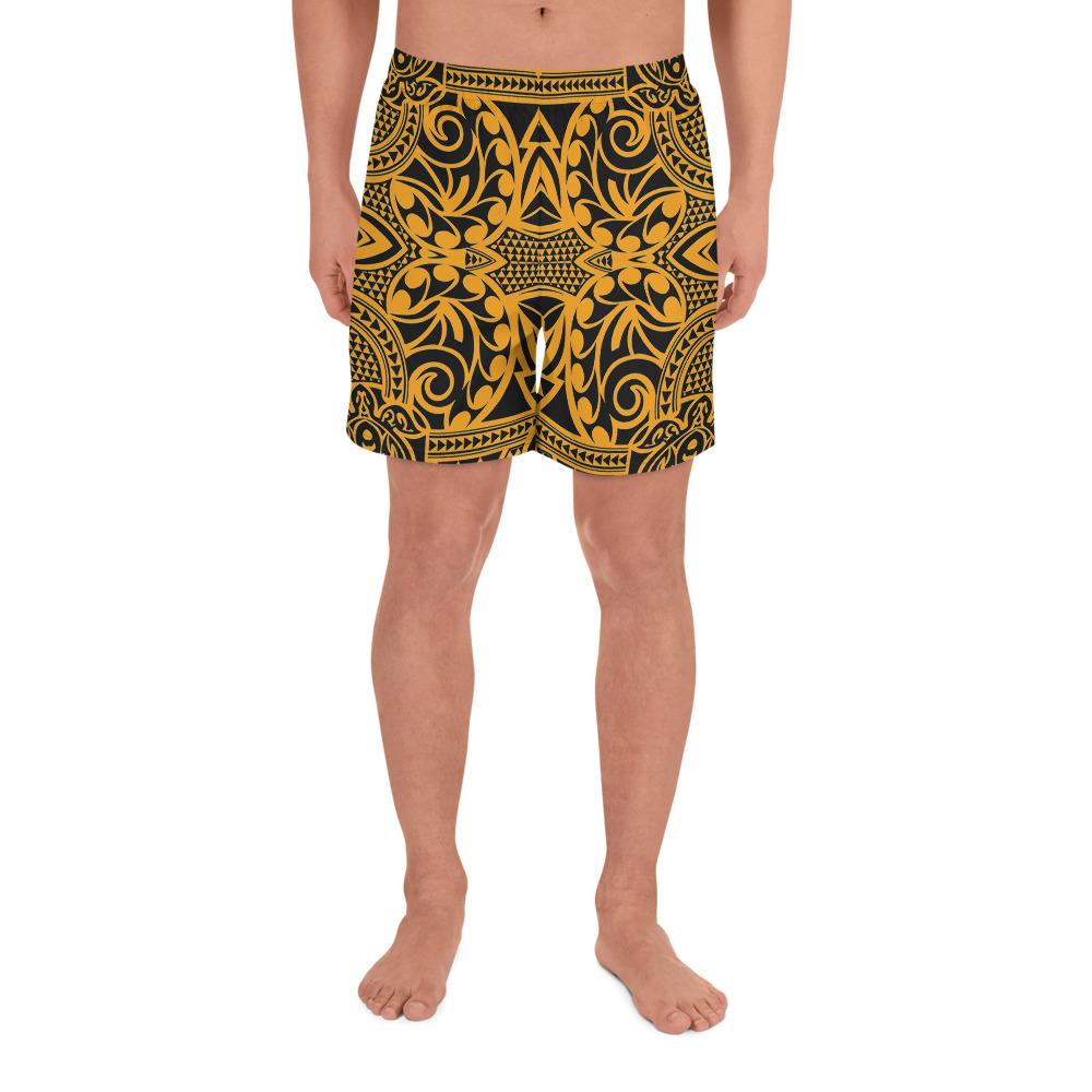 Polynesian Kakau Turtle Old Men's Athletic Long Shorts Art - Polynesian Pride