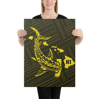 Hawaiian Map Hammerhead Shark Polynesian Canvas Yellow 18x24 Canvas Yellow - Polynesian Pride