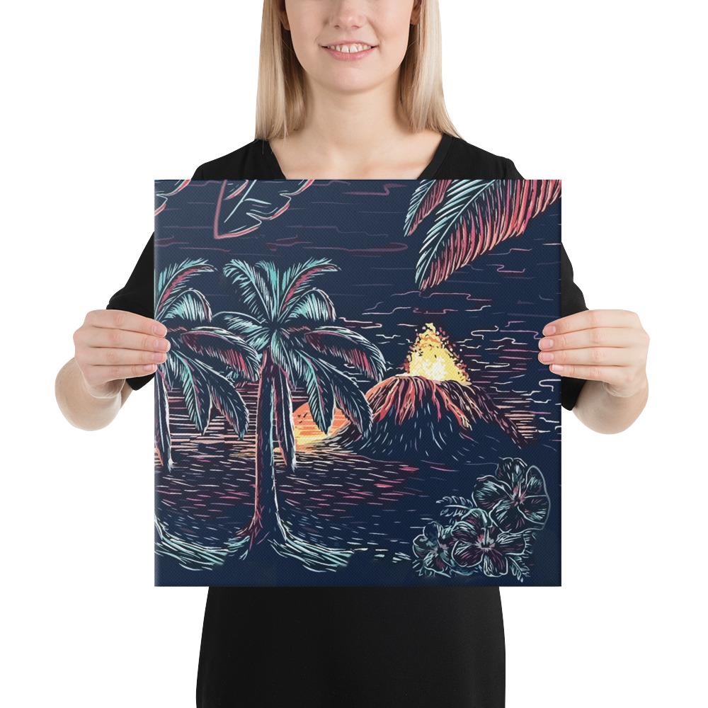 Night On The Land Canvas 16x16 Canvas White - Polynesian Pride