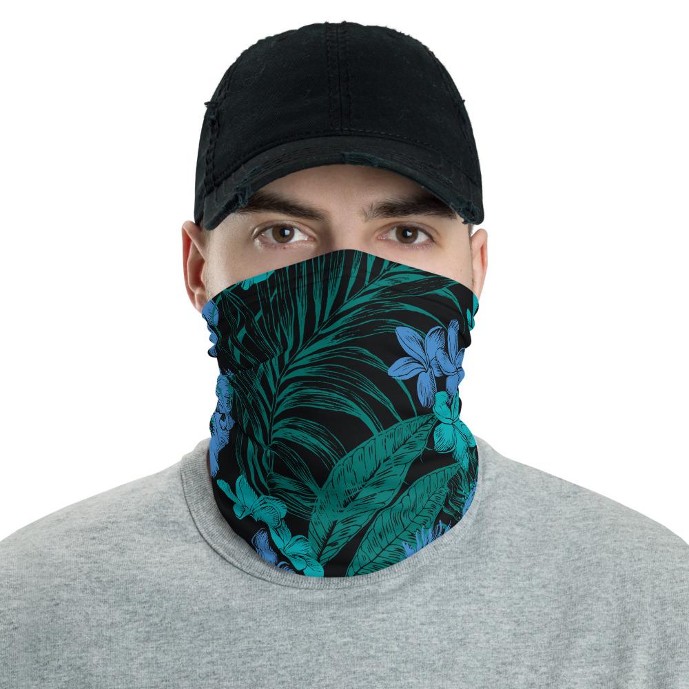 Hawaiian Bandana Dark Tropical Unisex Neck Gaiter One Size Black - Polynesian Pride