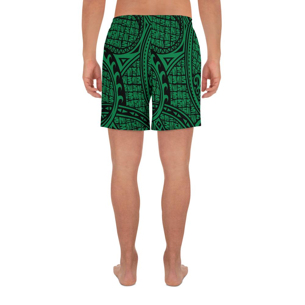 Polynesian Maori Lauhala Green Men's Athletic Long Shorts - Polynesian Pride