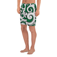 Polynesian Maori Ethnic Ornament Green Men's Athletic Long Shorts - Polynesian Pride