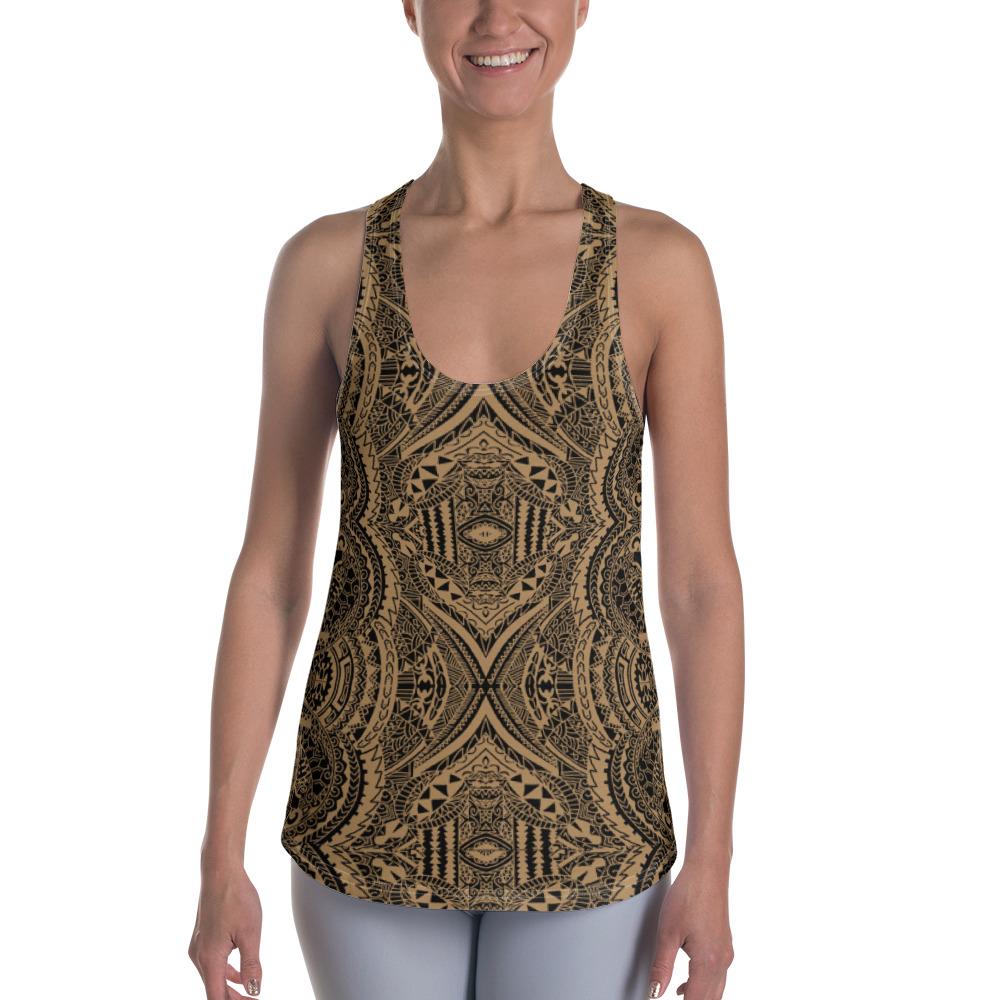 Polynesian Symmetry Gold Hawaii Women's Racerback Tank Top Art - Polynesian Pride