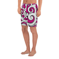 Polynesian Maori Ethnic Ornament Pink Men's Athletic Long Shorts - Polynesian Pride