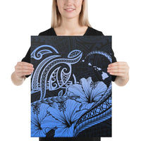 Hawaii Turtle Map Polynesian Blue Canvas 16x20 Canvas Blue - Polynesian Pride