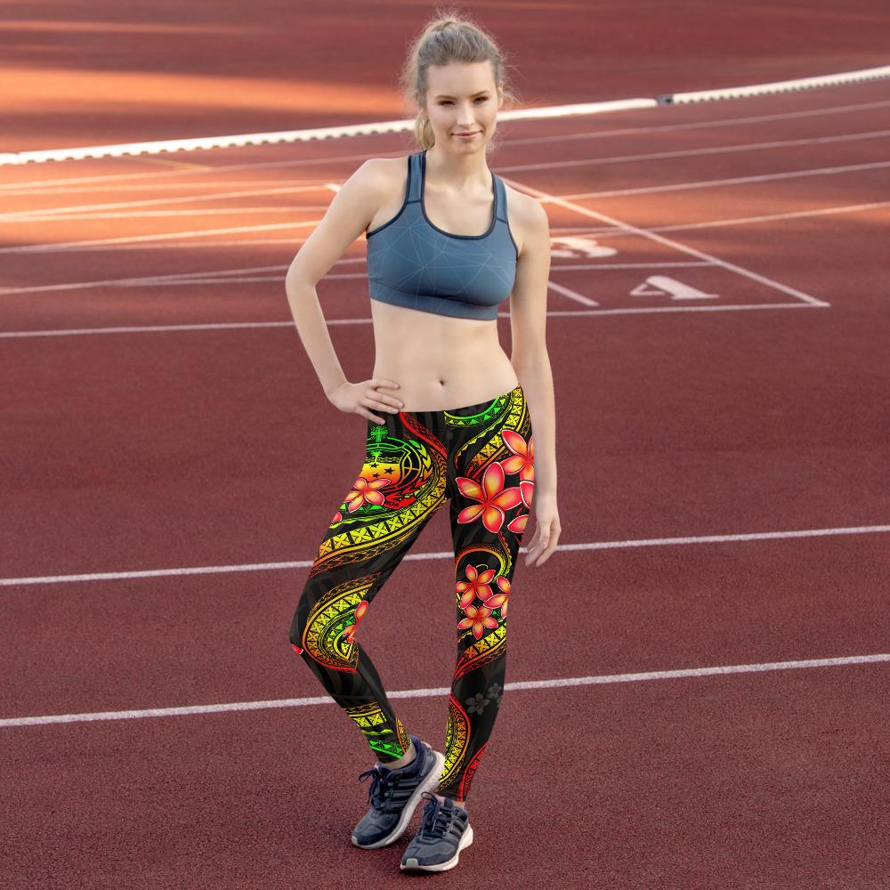 Samoa Polynesian Women Legging - Reggae Plumeria - Polynesian Pride