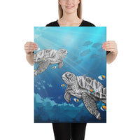 Turtle And Humuhumunukunukuapua'a Canvas 18x24 Canvas White - Polynesian Pride