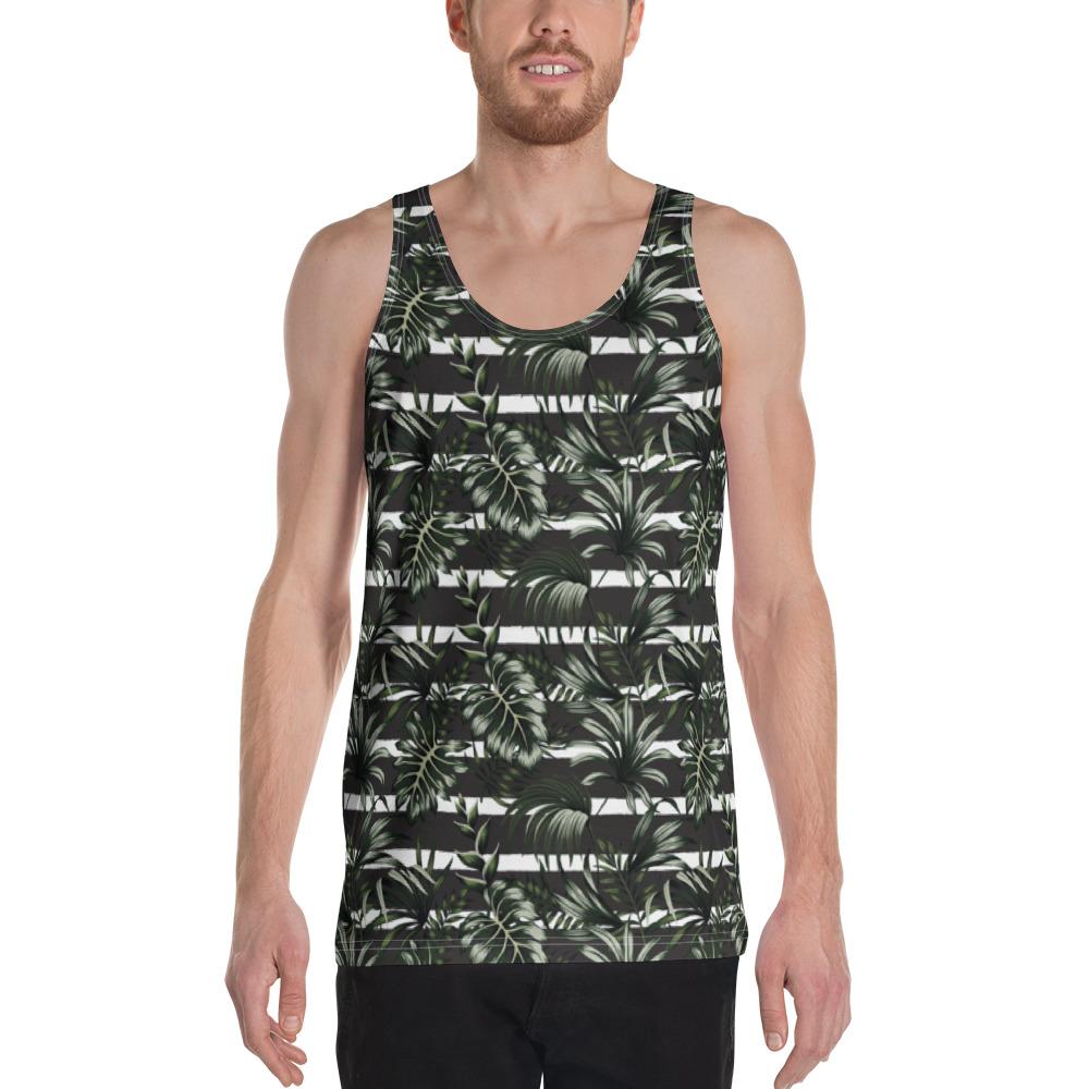 Tropical Line Patttern Hawaii Men's Tank Top AH White - Polynesian Pride