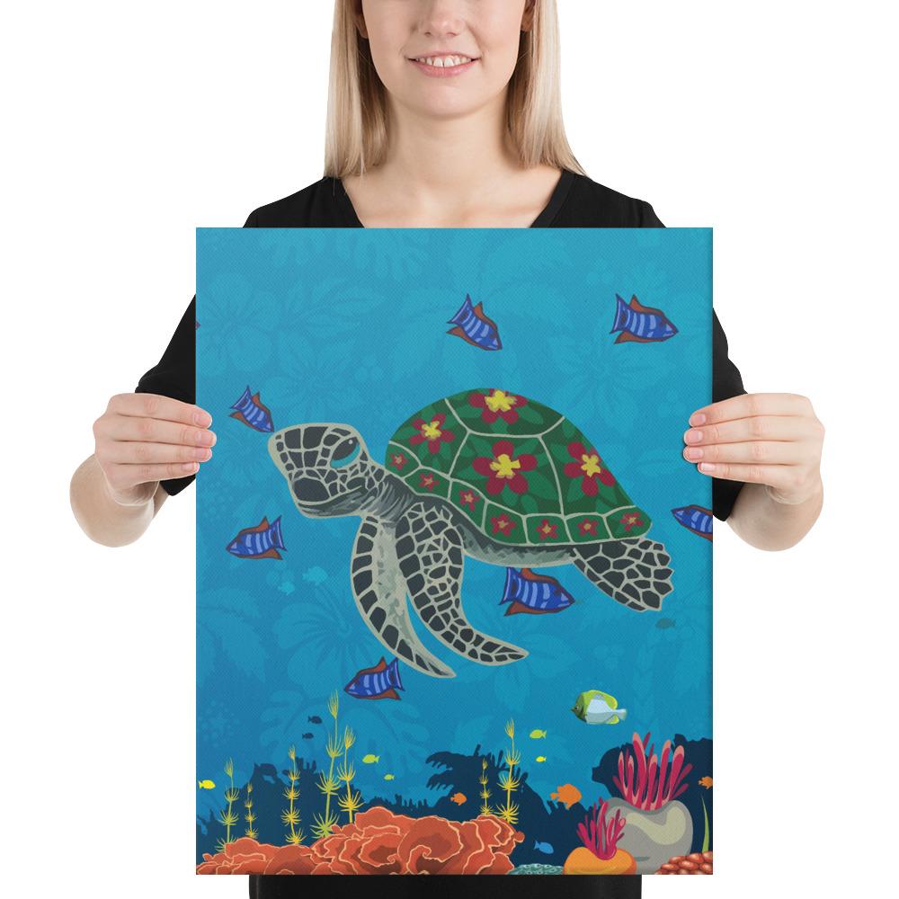 Sea Cartoon Canvas 16x20 Canvas White - Polynesian Pride