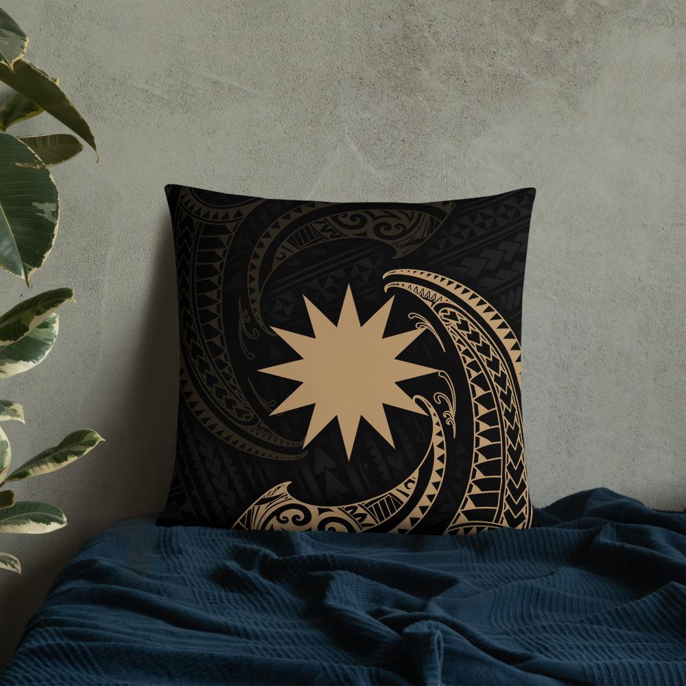 Nauru Polynesian Basic Pillow - Gold Tribal Wave - Polynesian Pride