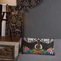 Vanuatu Pillow - Coat Of Arms With Tropical Flowers - Polynesian Pride