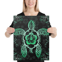 Turtle Hibiscus Green Canvas 16x20 Canvas Green - Polynesian Pride