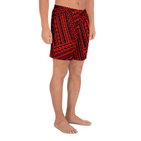 Polynesian Nation Red Men's Athletic Long Shorts - Polynesian Pride