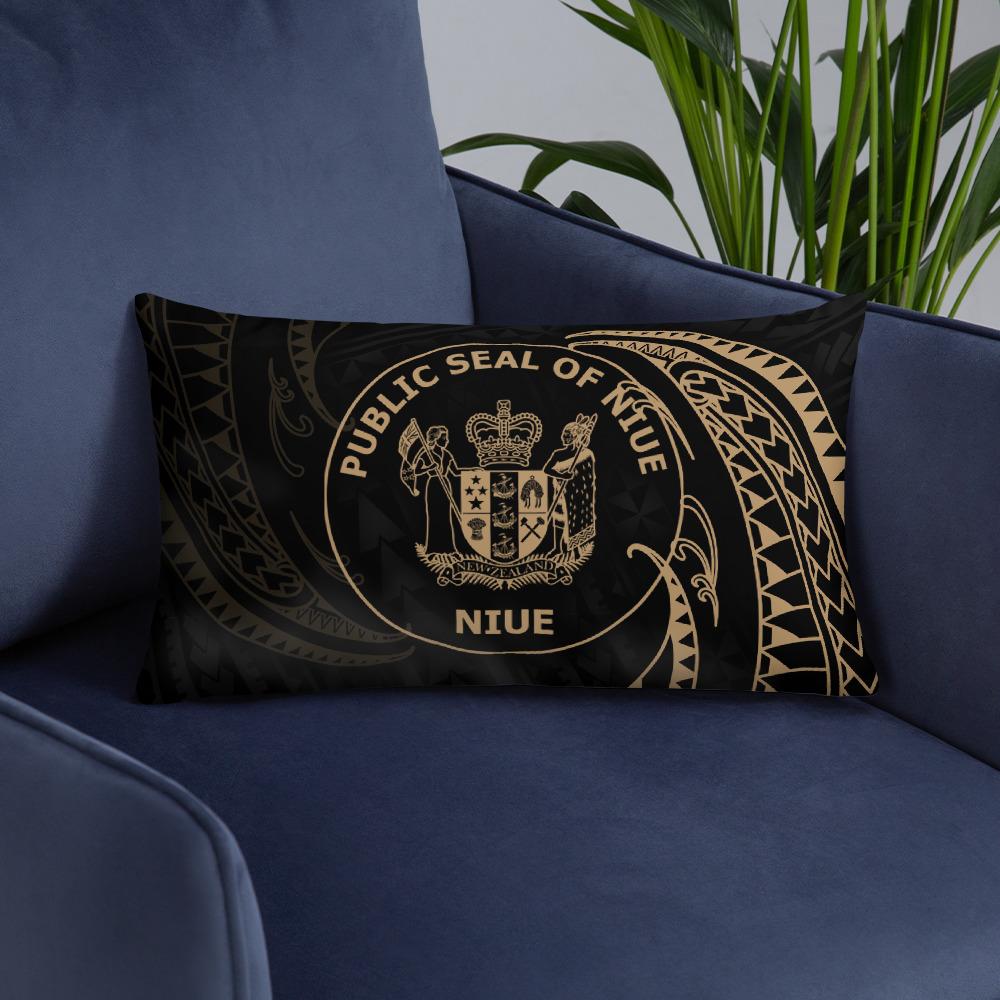 Niue Polynesian Basic Pillow - Gold Tribal Wave - Polynesian Pride