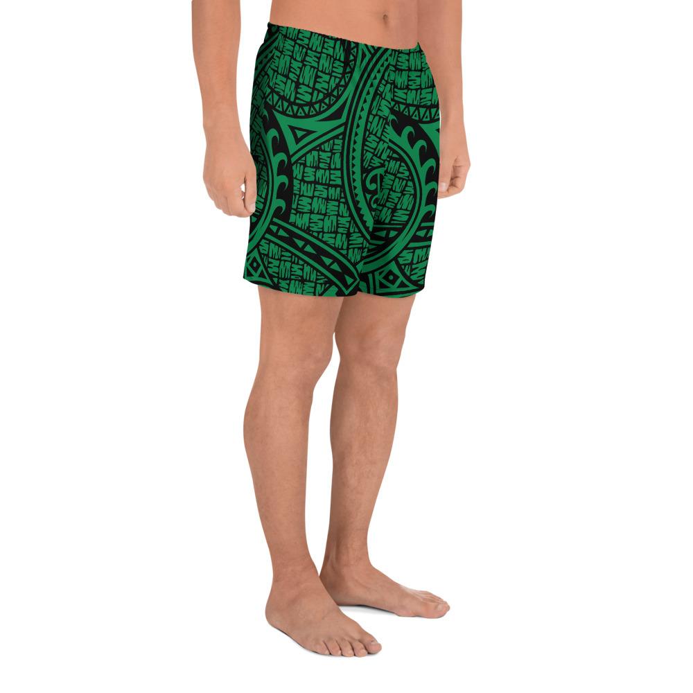 Polynesian Maori Lauhala Green Men's Athletic Long Shorts - Polynesian Pride