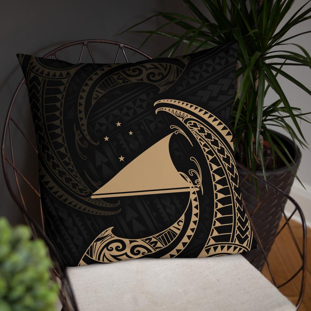 Tokelau Polynesian Basic Pillow - Gold Tribal Wave - Polynesian Pride