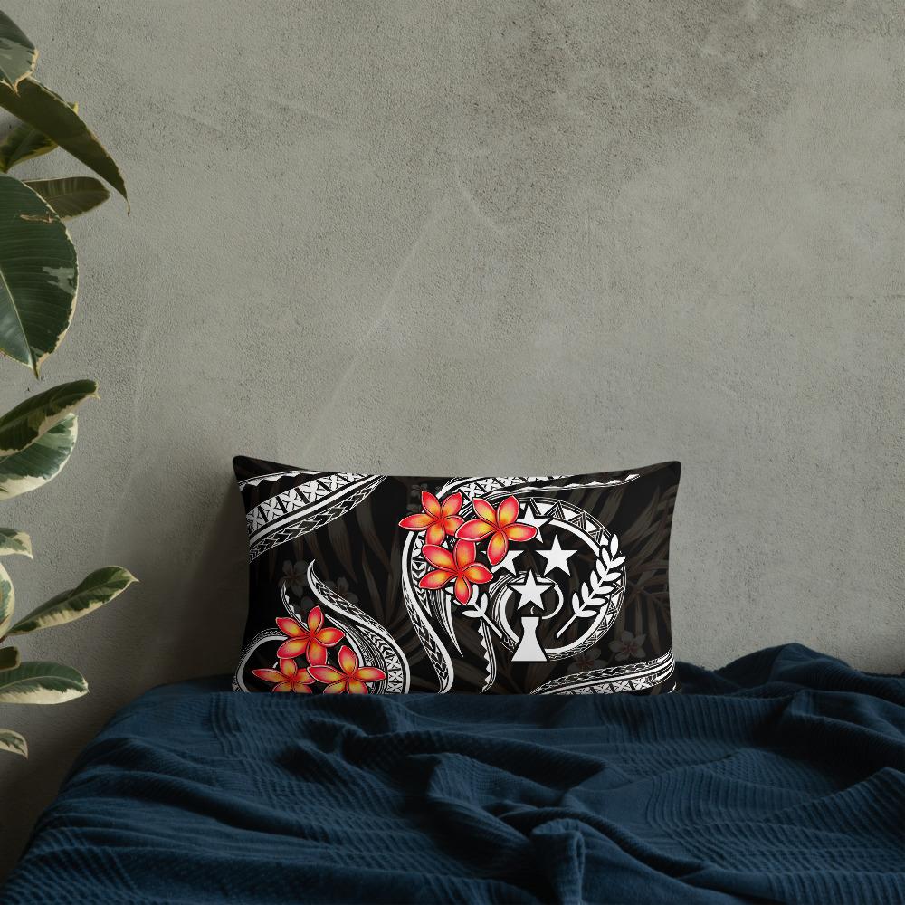 Kosrae Micronesian Pillow - White Plumeria Pillow 20 x 12 Black - Polynesian Pride