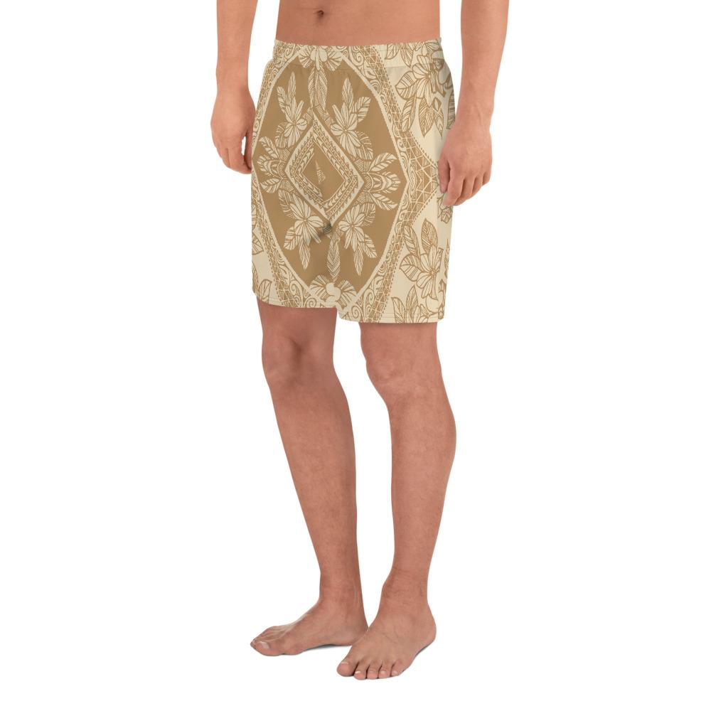 Polynesian Plumeria Mix Gold Men's Athletic Long Shorts - Polynesian Pride