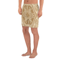 Polynesian Plumeria Mix Gold Men's Athletic Long Shorts - Polynesian Pride