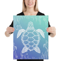 Turtle Gardiant Background Canvas 16x20 Canvas White - Polynesian Pride