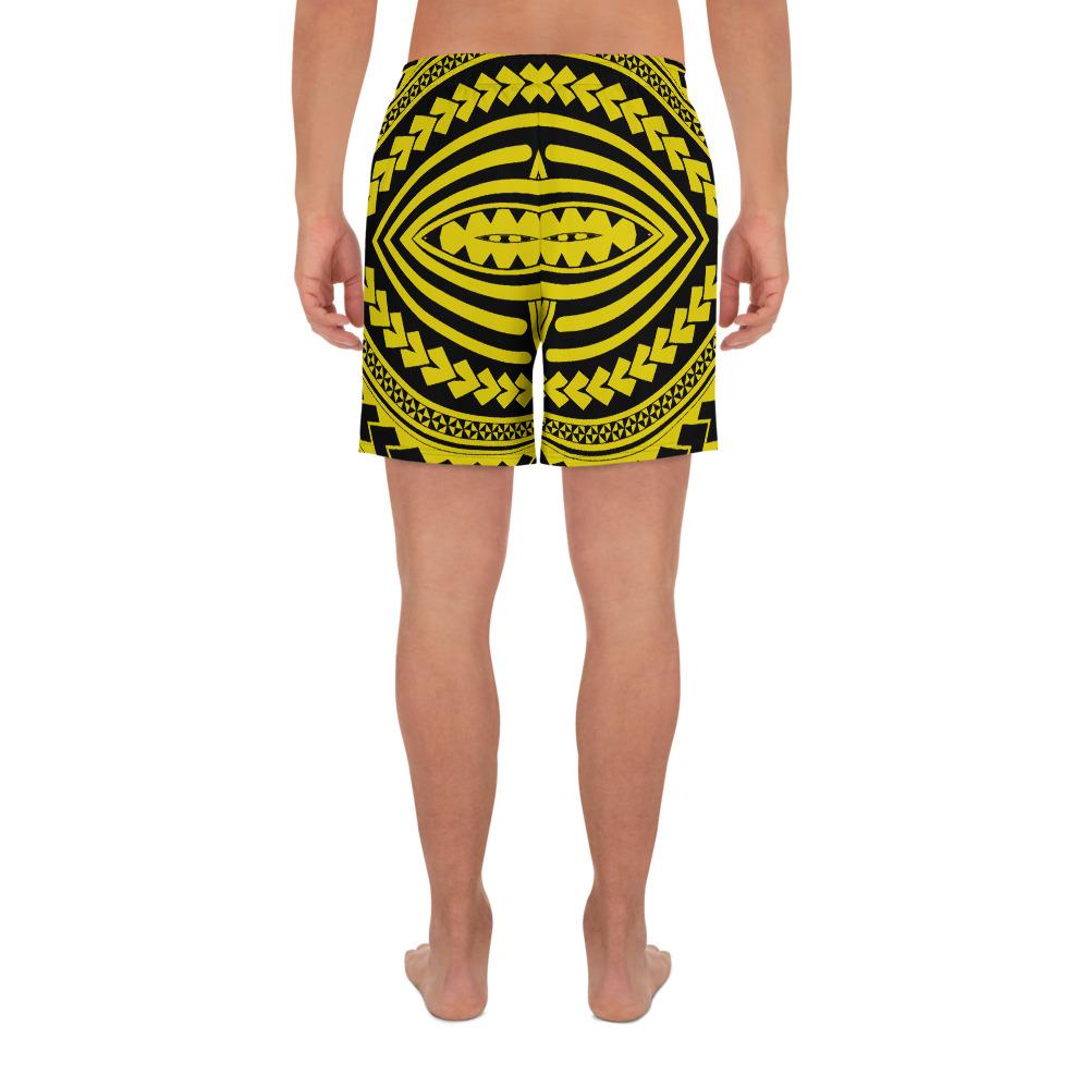 Polynesian Seamless yellow Men's Athletic Long Shorts - Polynesian Pride