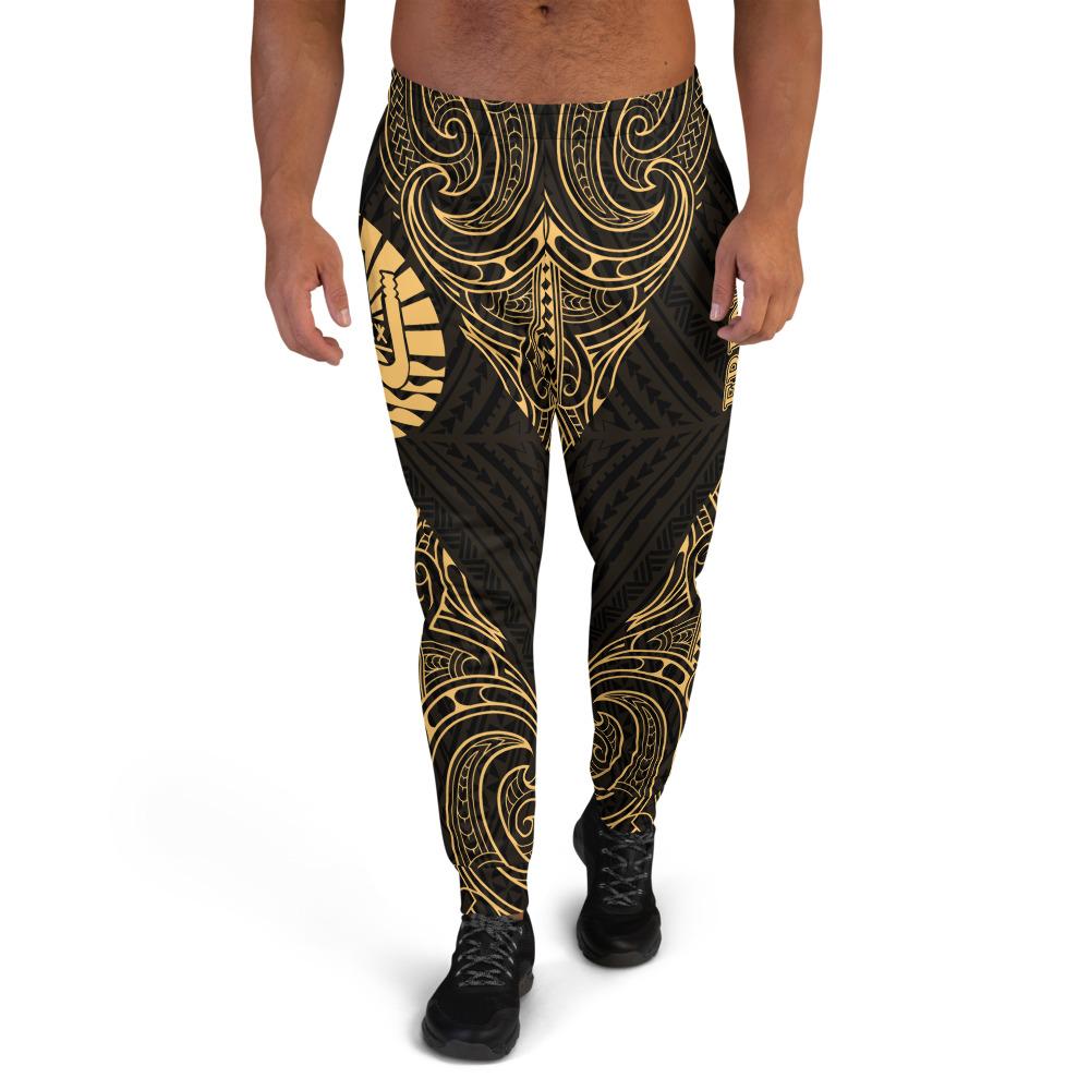 French Polynesia Sweatpant - Polynesian Patterns Gold Color Unisex Yellow - Black - Polynesian Pride