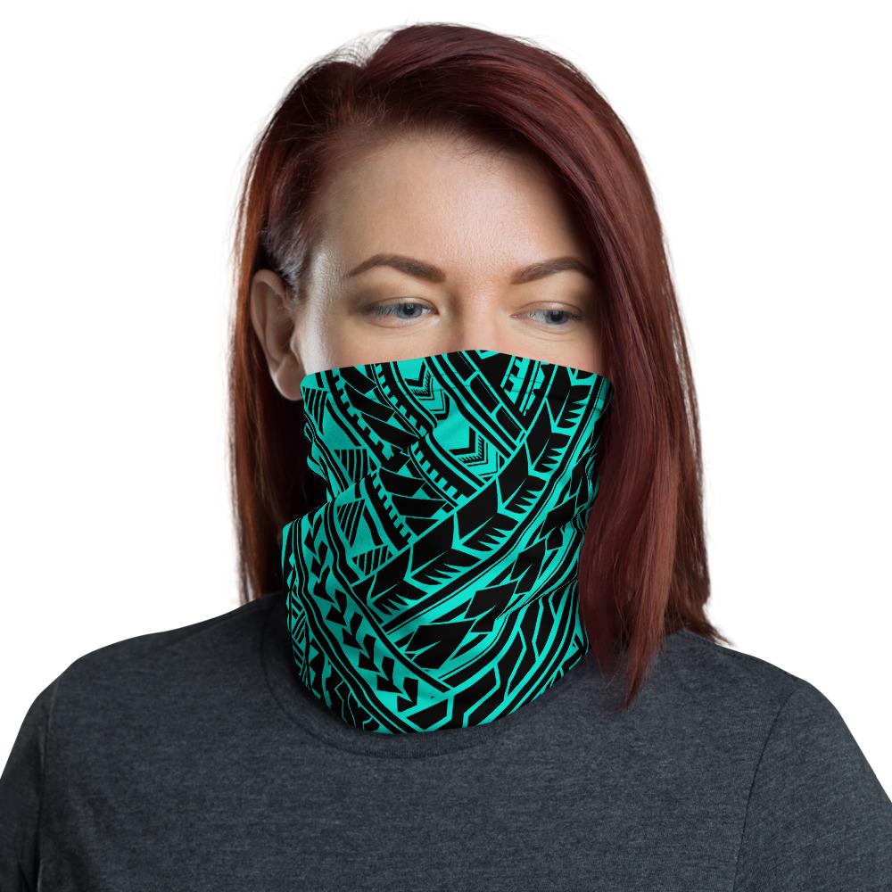 Hawaiian Bandana - Polynesian Shaped Tatau Turquoise Neck Gaiter One Size Art - Polynesian Pride