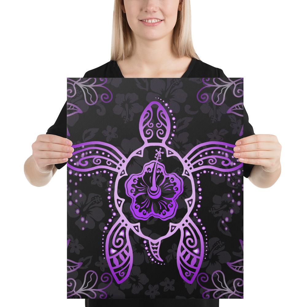 Turtle Hibiscus Violet Canvas 16x20 Canvas Violet - Polynesian Pride