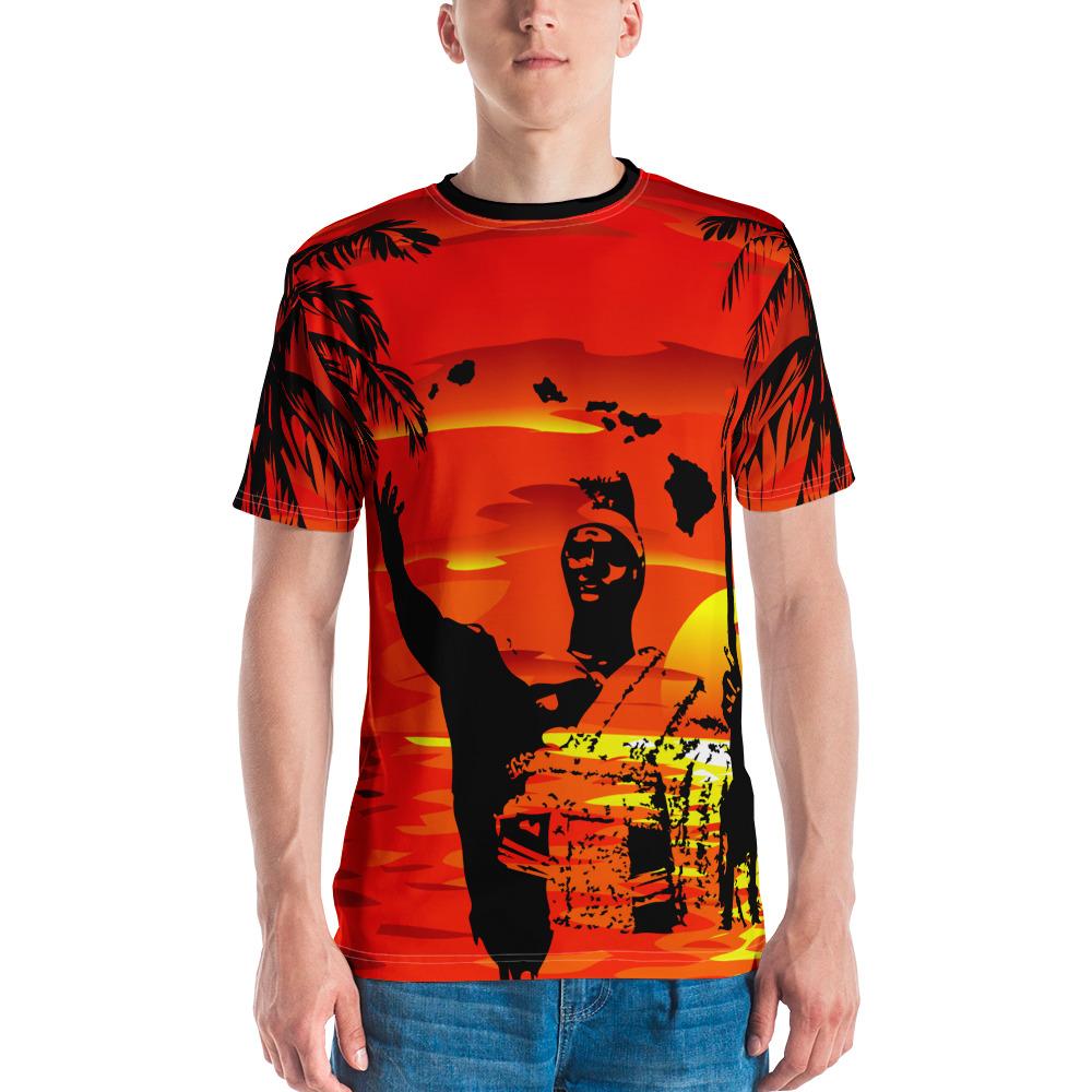 Hawaii Summer King Sunset Mens T Shirt Unisex Orange - Polynesian Pride