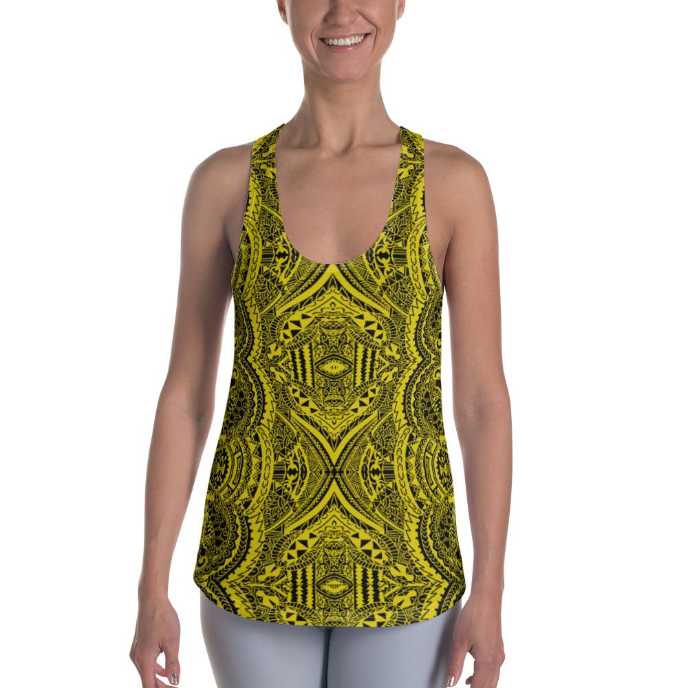 Polynesian Symmetry Yellow Hawaii Women's Racerback Tank Top Art - Polynesian Pride