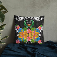 Pohnpei State Pillow - Coat Of Arms With Tropical Flowers - Polynesian Pride