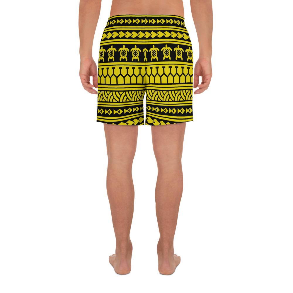 Polynesian Tattoo Tribal Yellow Men's Athletic Long Shorts - Polynesian Pride
