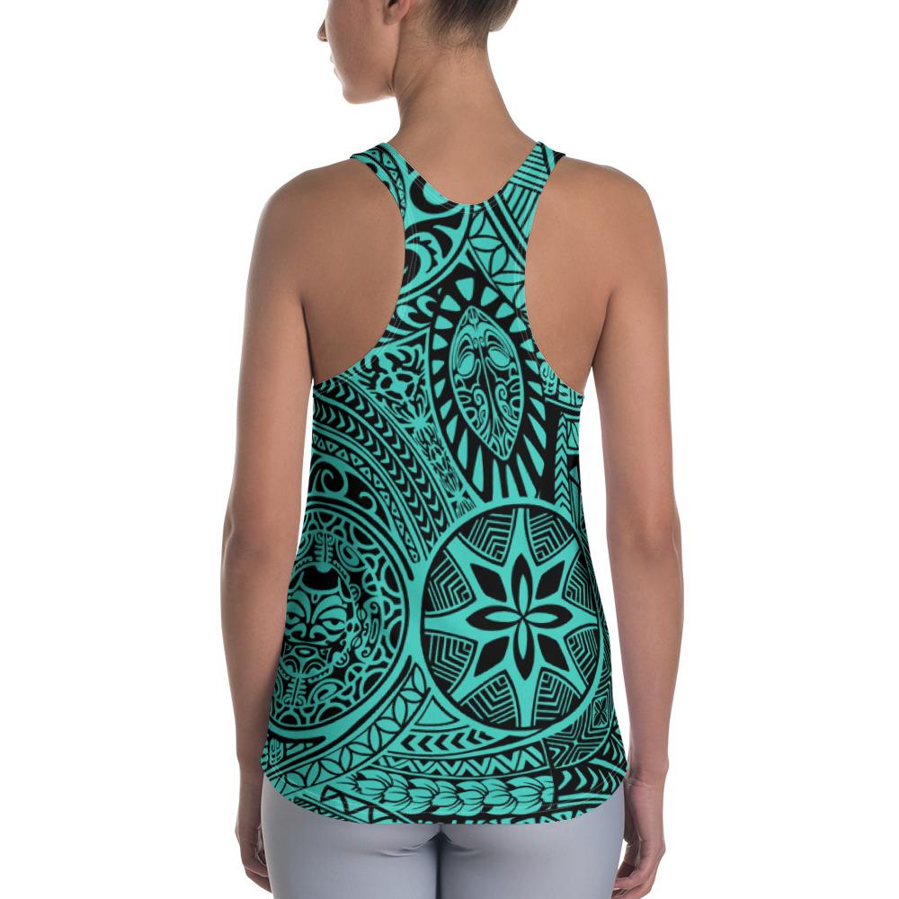 Polynesian Hawaiian Style Tribal Tattoo Turquoise Hawaii Women's Racerback Tank Top - Polynesian Pride
