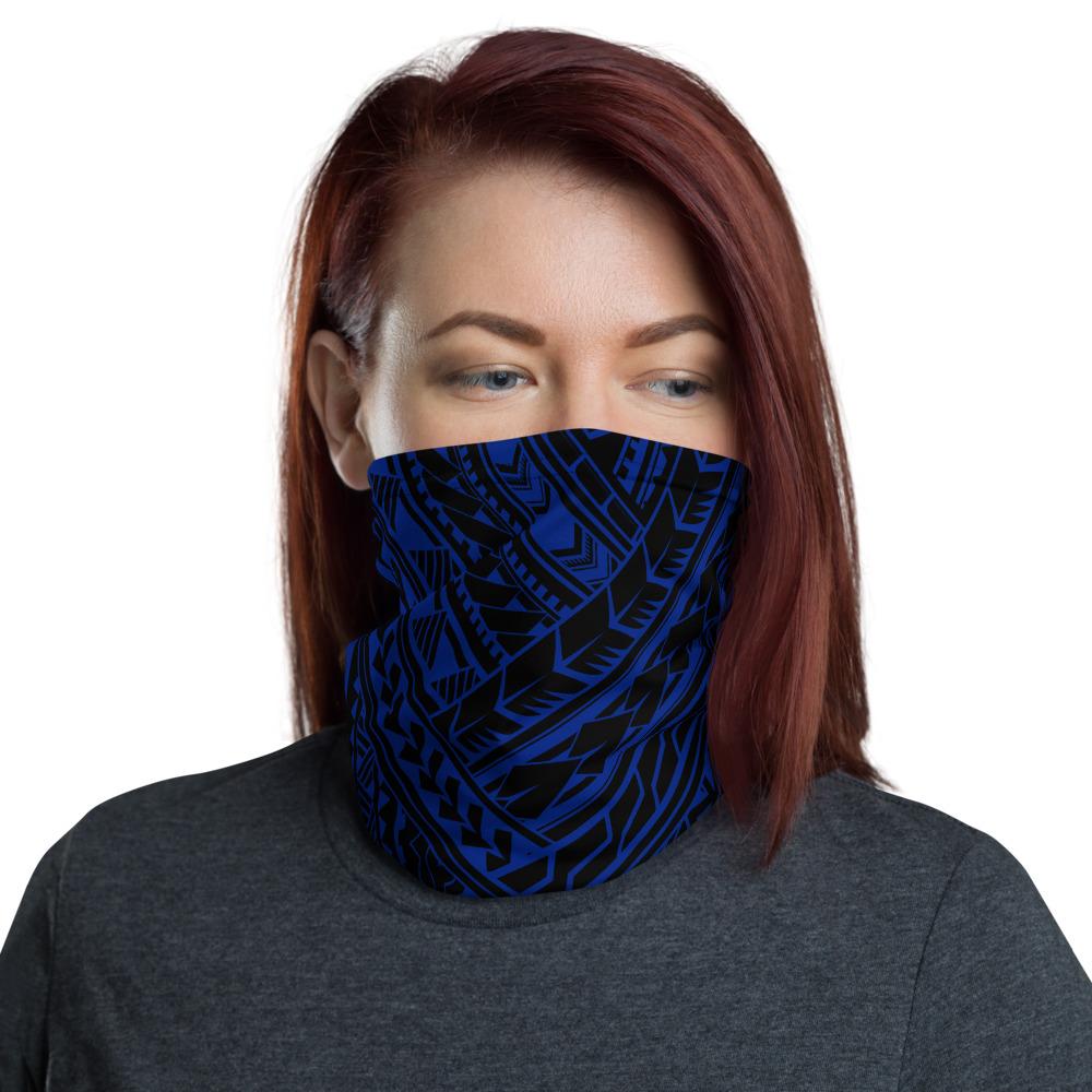 Hawaiian Bandana - Polynesian Shaped Tatau Blue Neck Gaiter One Size Art - Polynesian Pride