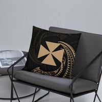 Wallis and Futuna Polynesian Basic Pillow - Gold Tribal Wave - Polynesian Pride