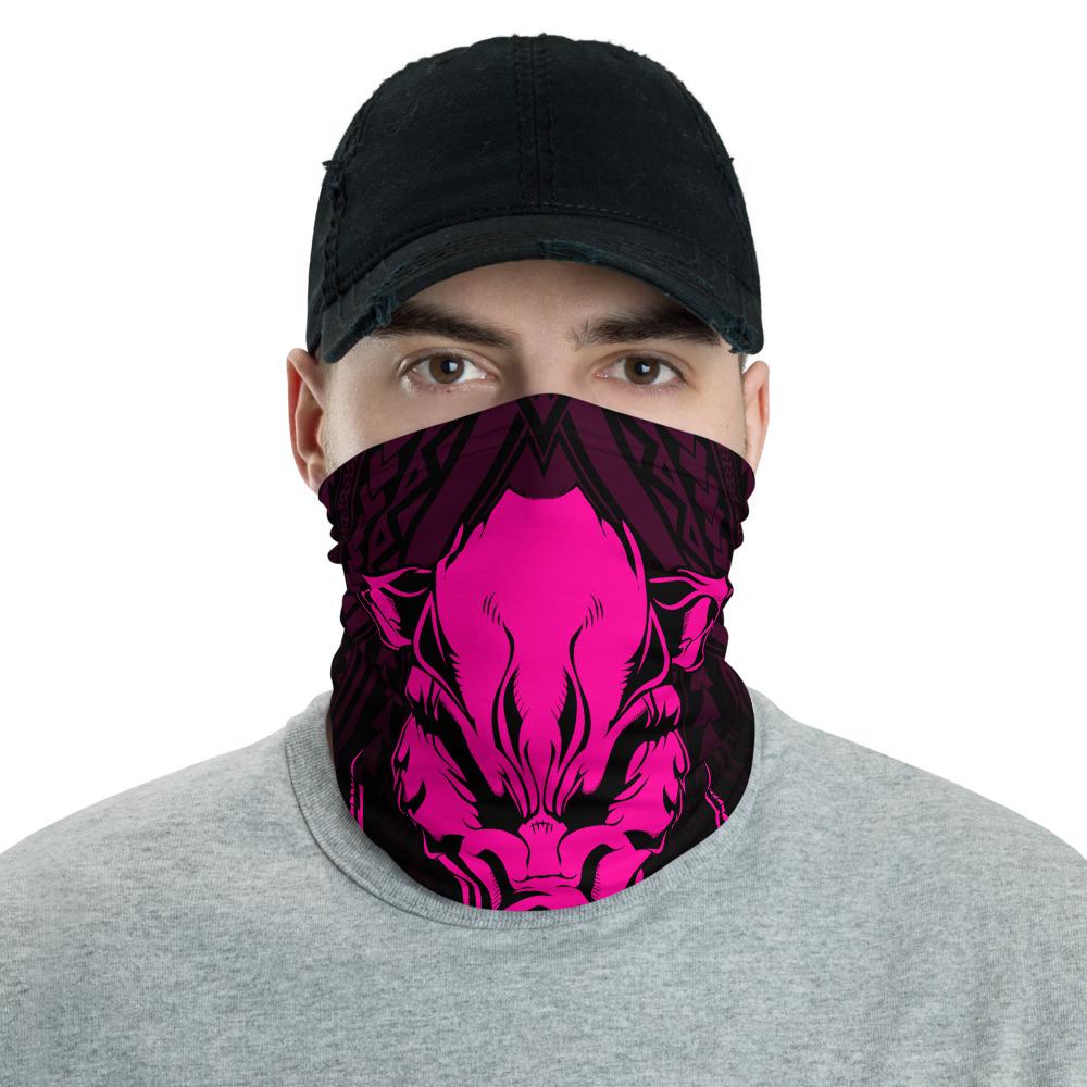 Hawaiian Bandana Wild Boar Kamapua'a Polynesian Neck Gaiter - Pink Pink One Size - Polynesian Pride