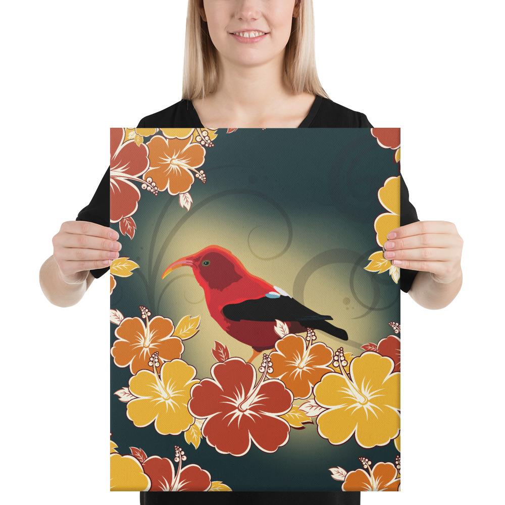 Honeycreeper Hibiscus Canvas 16x20 Canvas White - Polynesian Pride