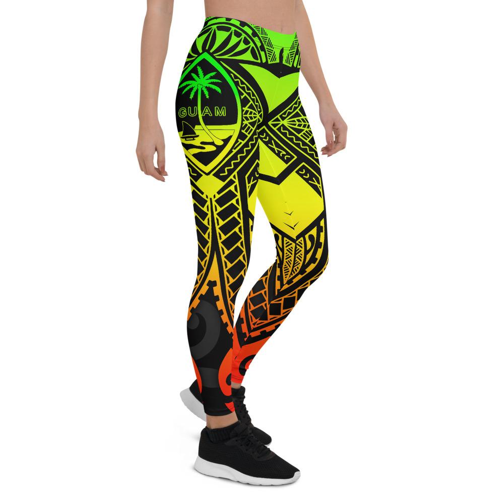 Guam Polynesian Leggings - Guam Reggae Seal with Polynesian Tattoo Reggae - Polynesian Pride