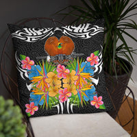 Papua New Guinea Pillow - Coat Of Arms With Tropical Flowers - Polynesian Pride