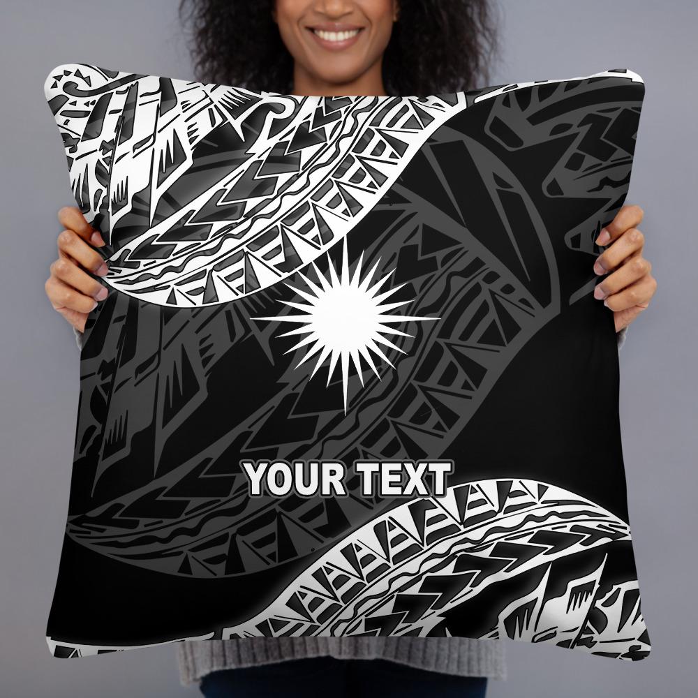 Marshall Islands Custom Personalised Polynesian Pillow - Black Seal Pillow 22×22 Black - Polynesian Pride