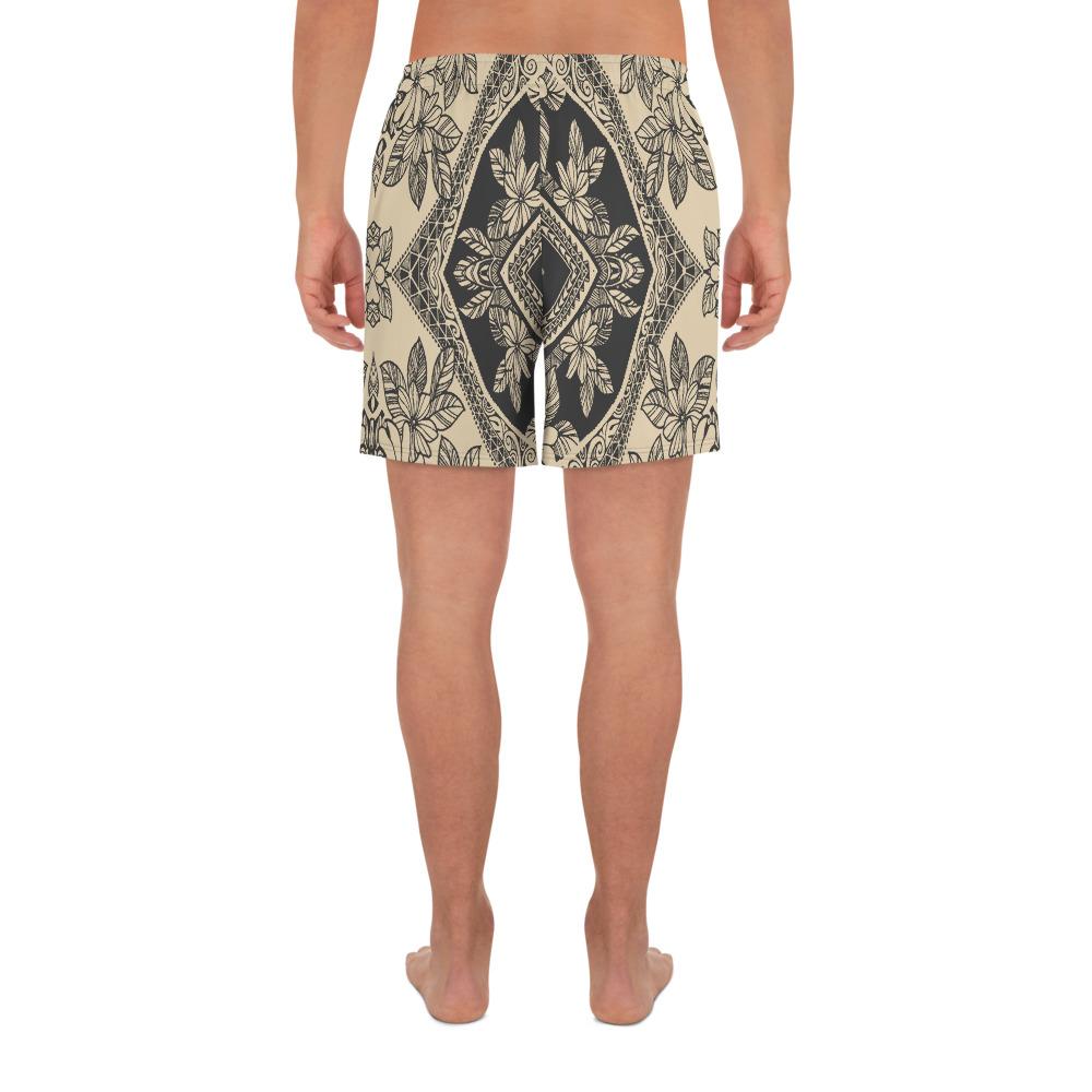 Polynesian Plumeria Mix Gray Men's Athletic Long Shorts - Polynesian Pride