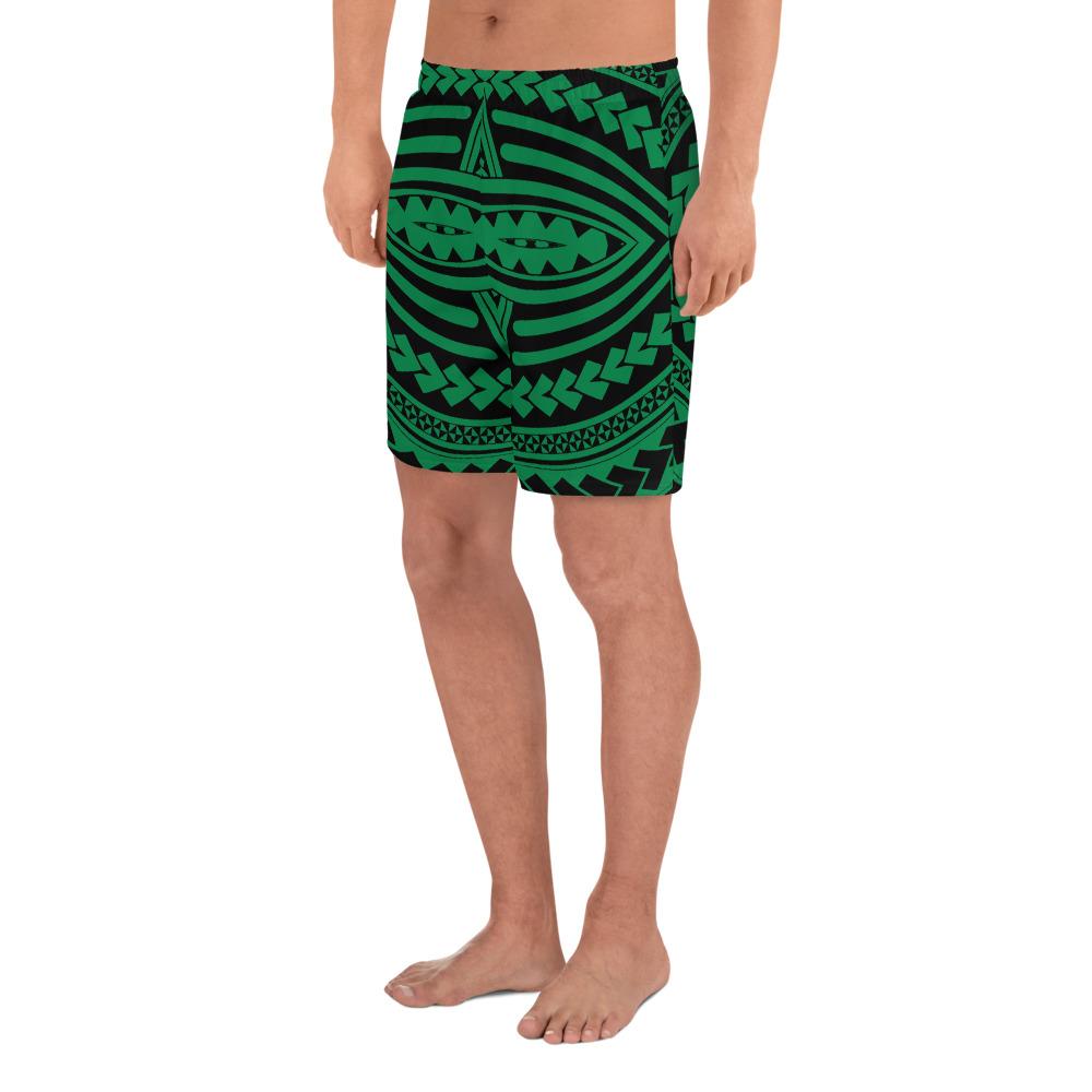 Polynesian Seamless Green Men's Athletic Long Shorts - Polynesian Pride